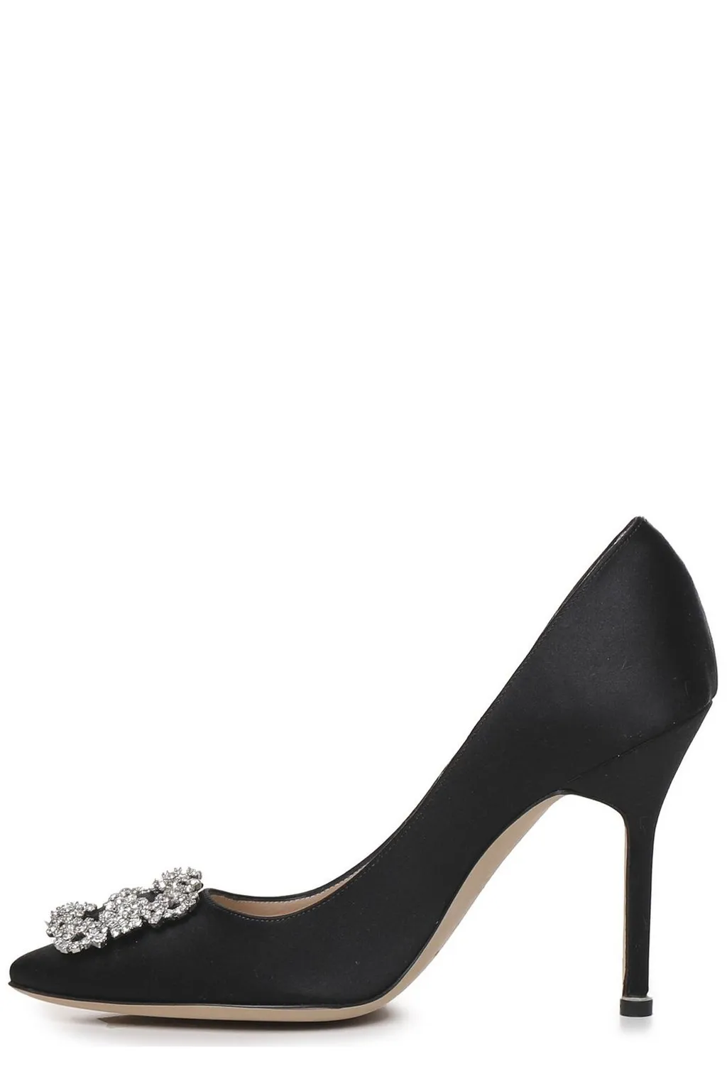 Pointed-Toe Pumps With Crystal Buckle
