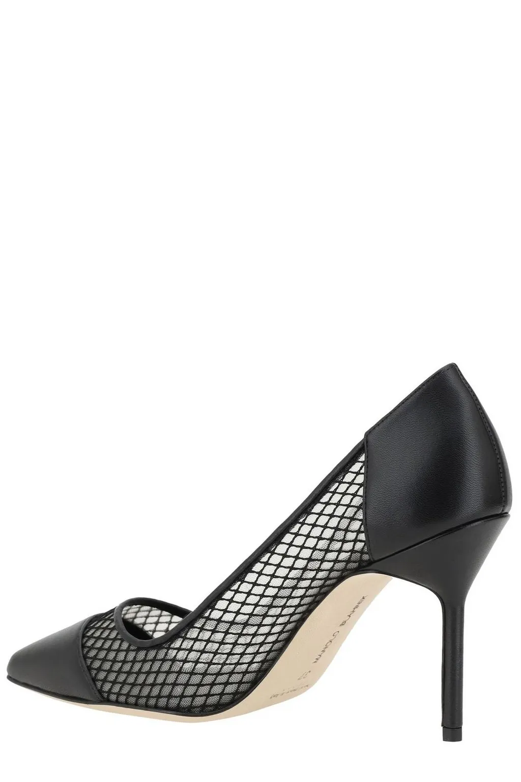 Mesh And Leather Pointed Toe Pumps