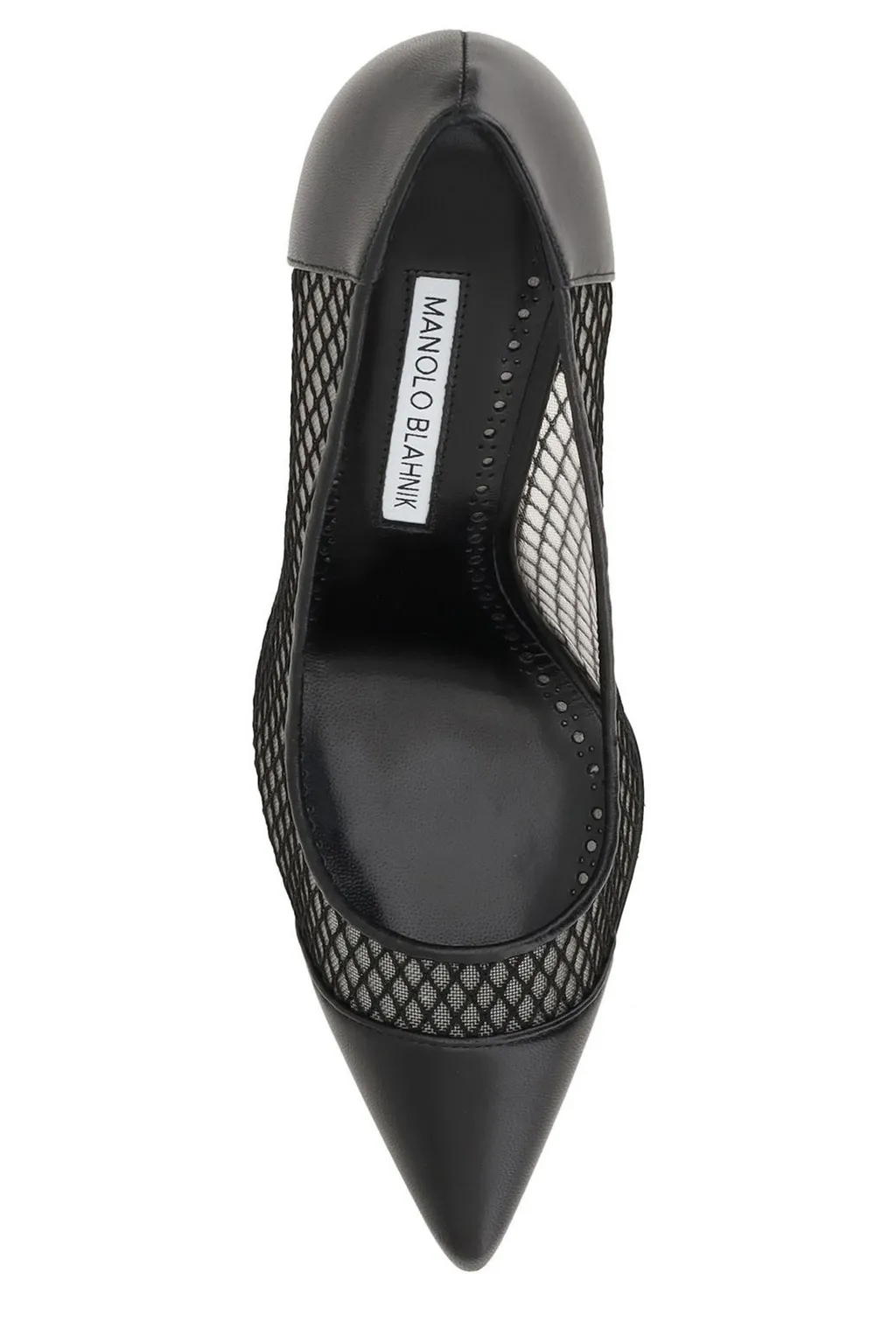 Mesh And Leather Pointed Toe Pumps