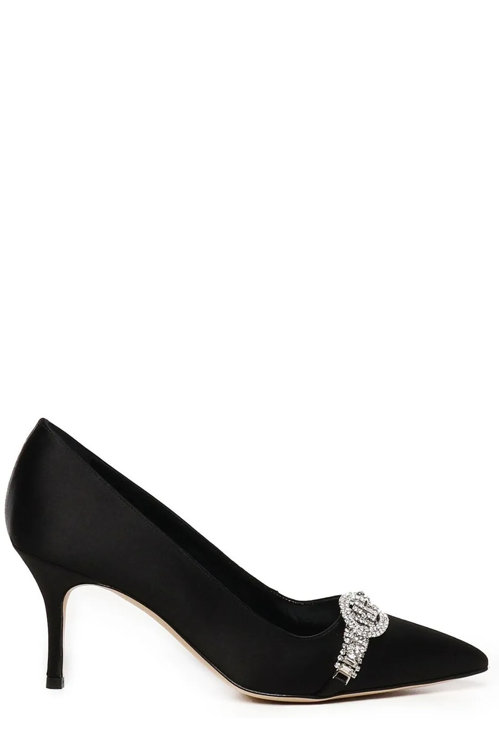 Pointed-Toe Pumps With Crystal Embellishment