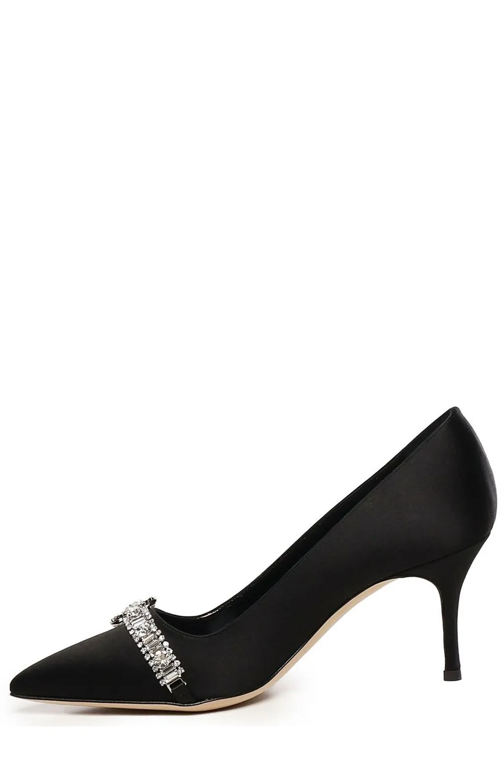 Pointed-Toe Pumps With Crystal Embellishment