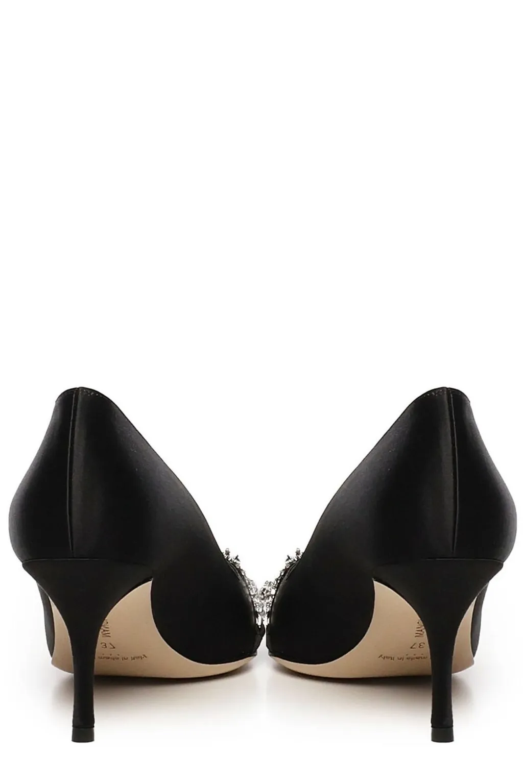Pointed-Toe Pumps With Crystal Embellishment