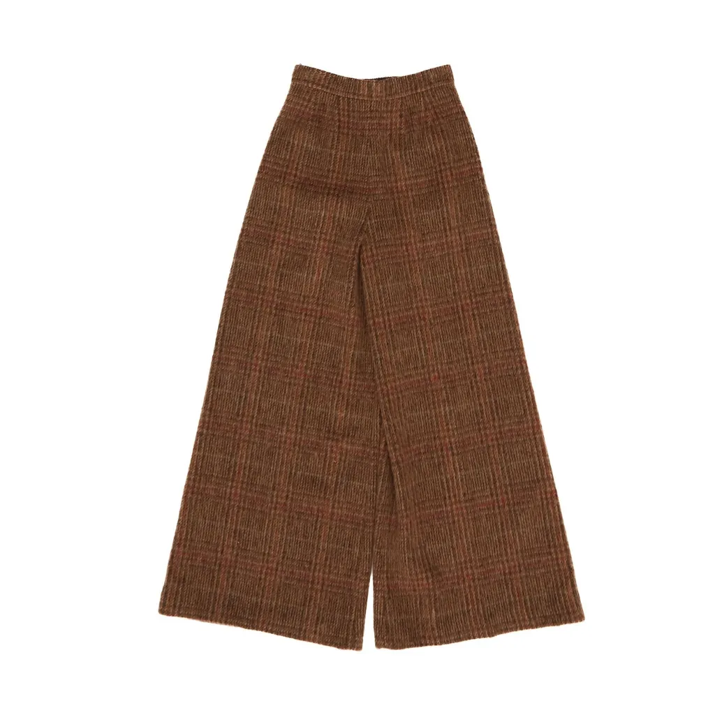 Wide-Leg Plaid Trousers