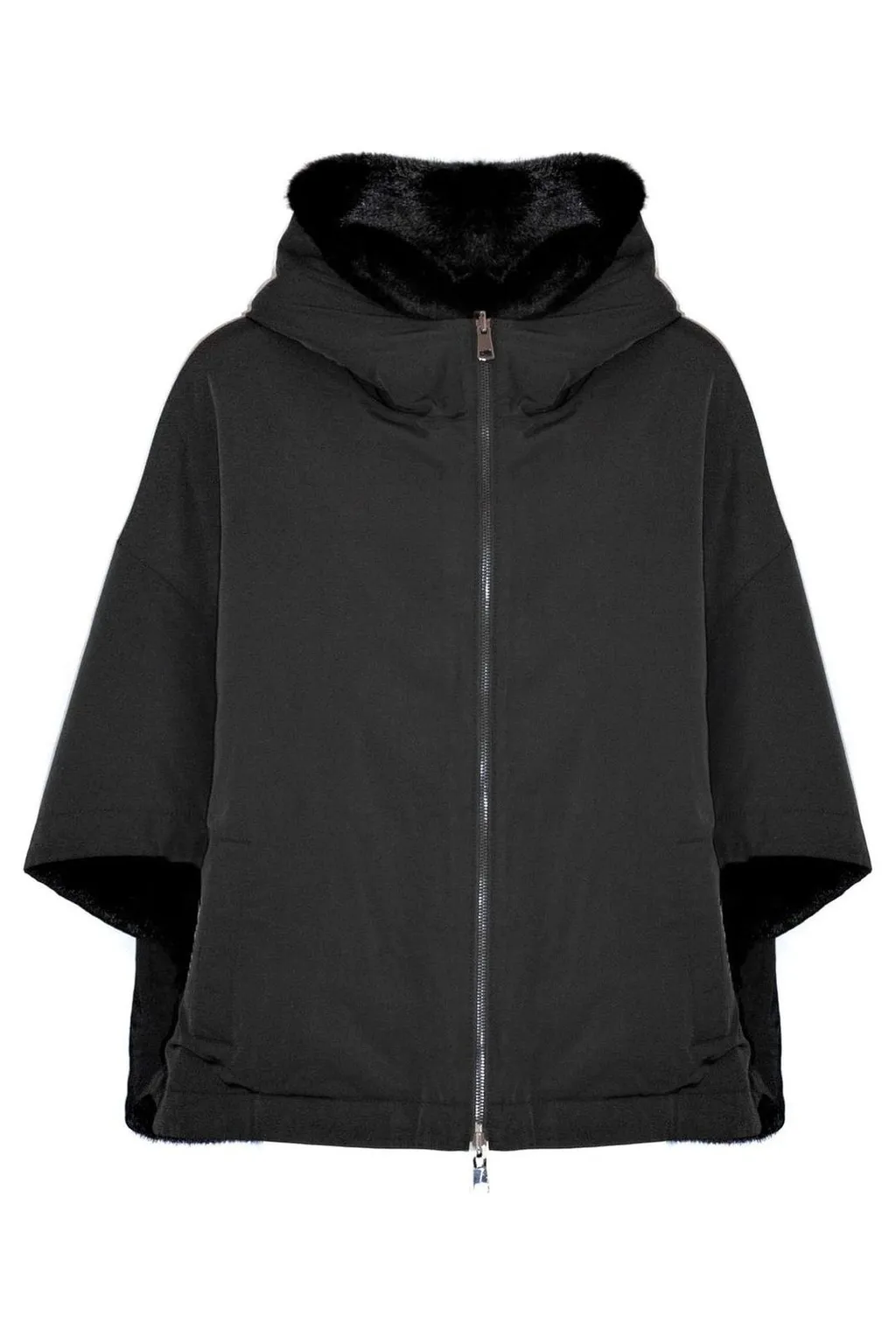 Hooded Faux Fur Cape
