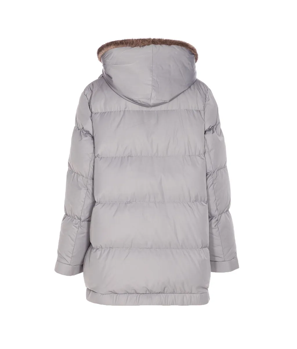 Down Puffer Coat With Fur Hood