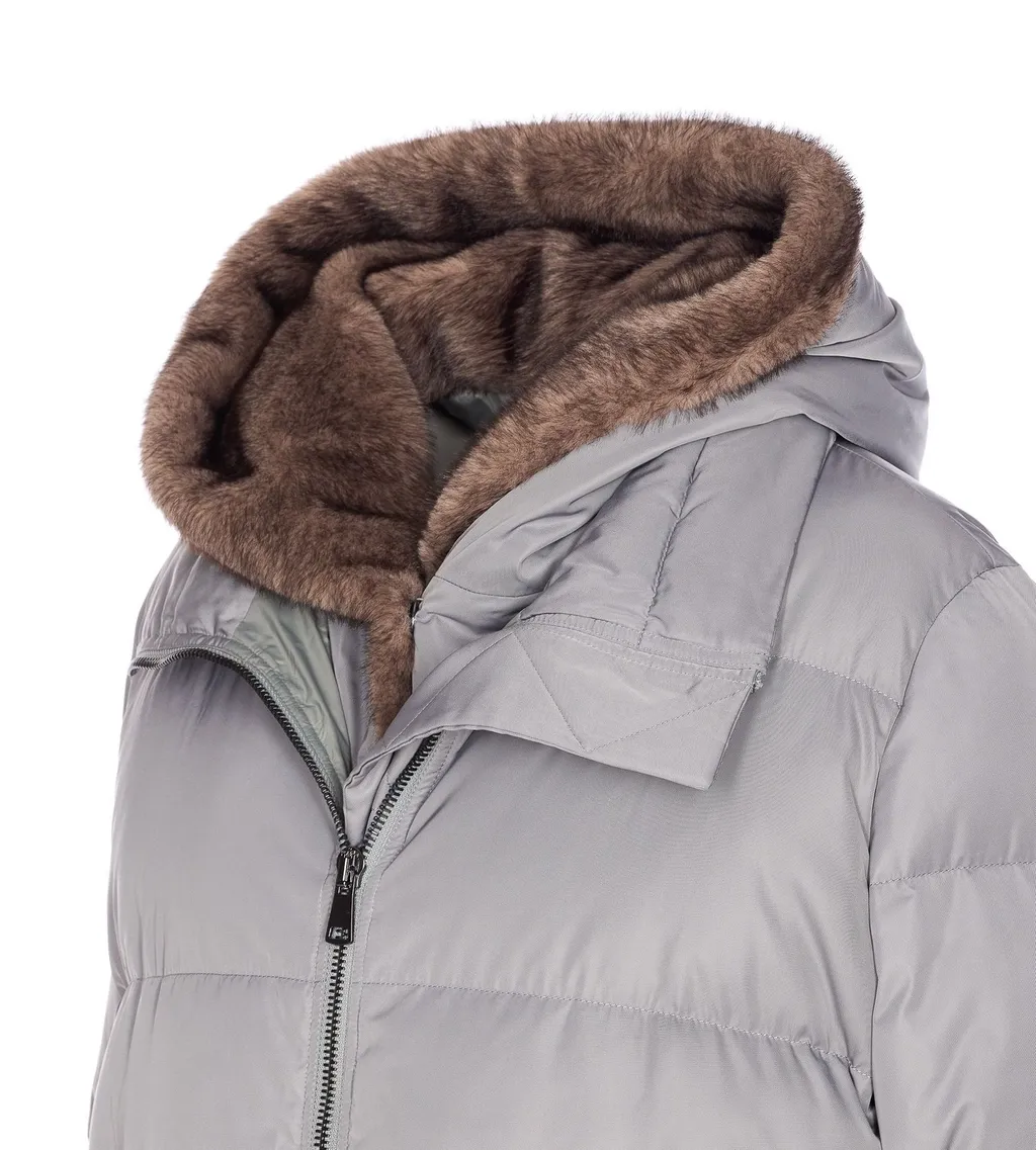 Down Puffer Coat With Fur Hood