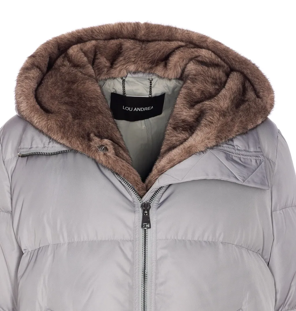 Down Puffer Coat With Fur Hood