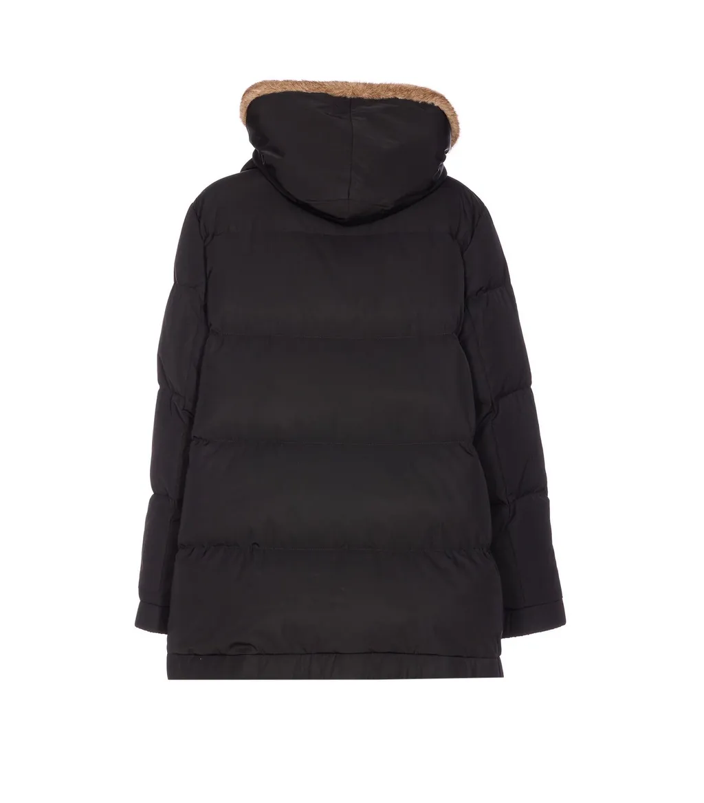Down Puffer Coat With Fur-Trimmed Hood