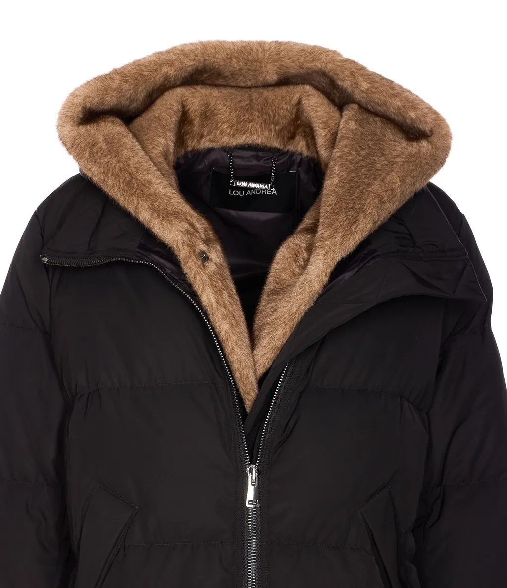 Down Puffer Coat With Fur-Trimmed Hood