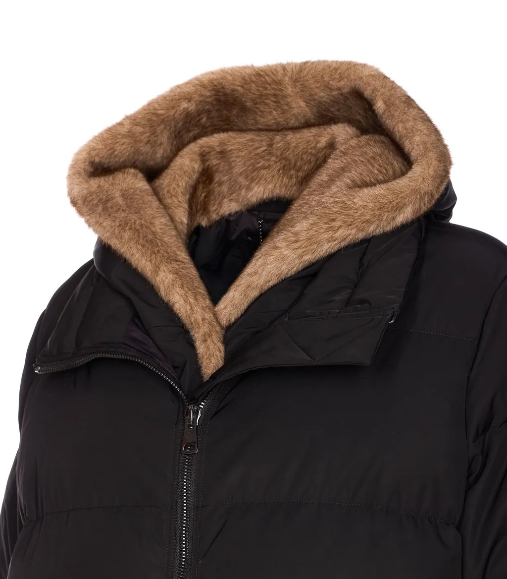 Down Puffer Coat With Fur-Trimmed Hood