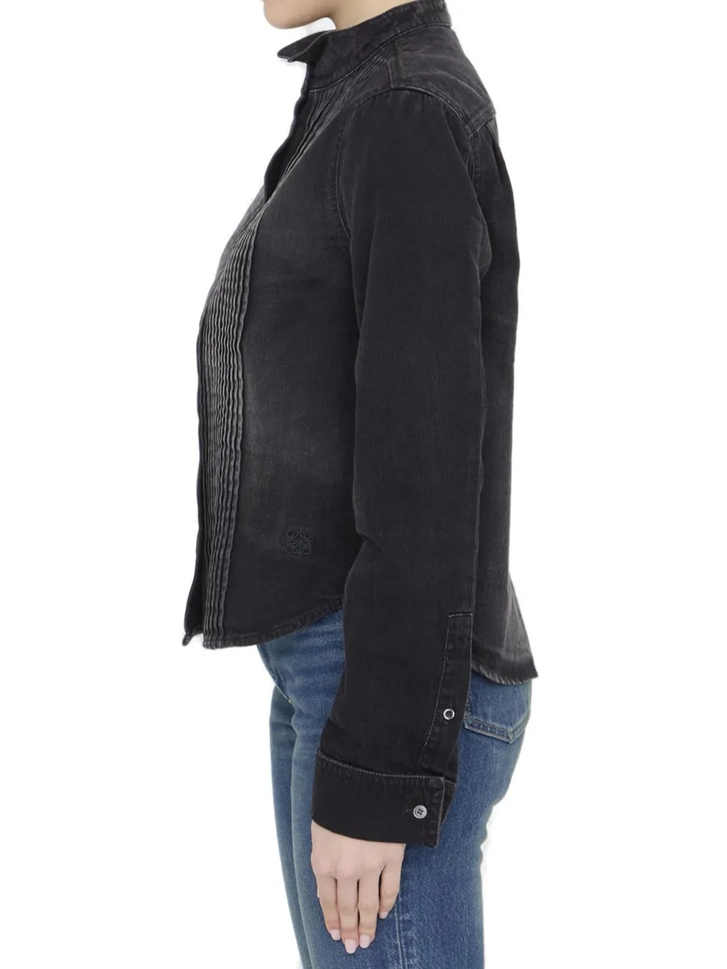 Denim Shirt With Pleats