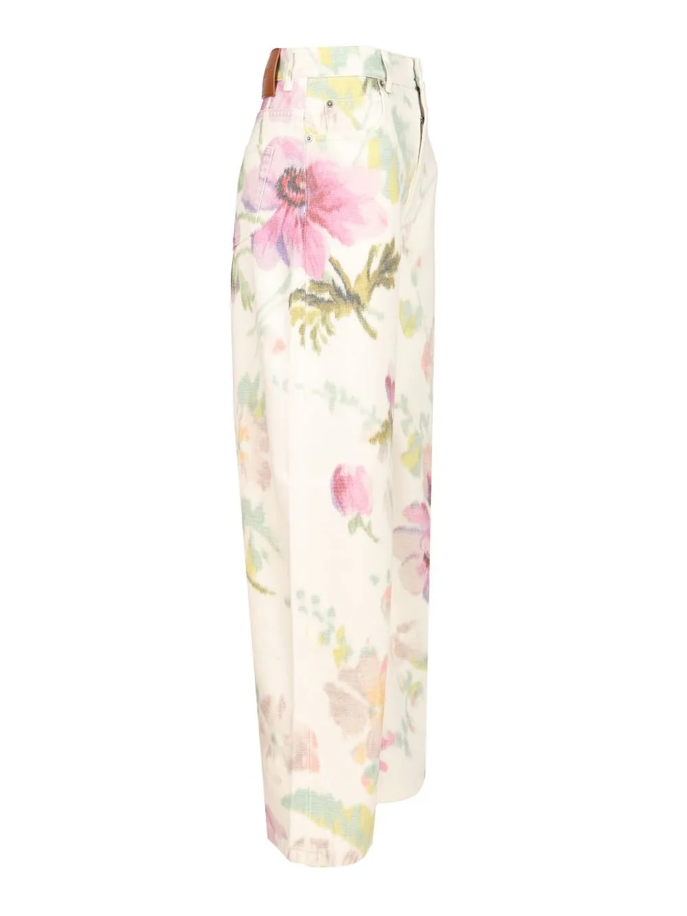 Floral Print Wide-Leg Jeans