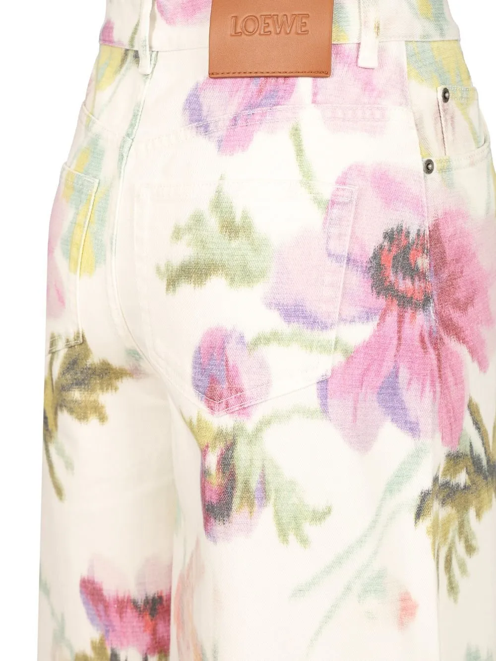 Floral Print Wide-Leg Jeans