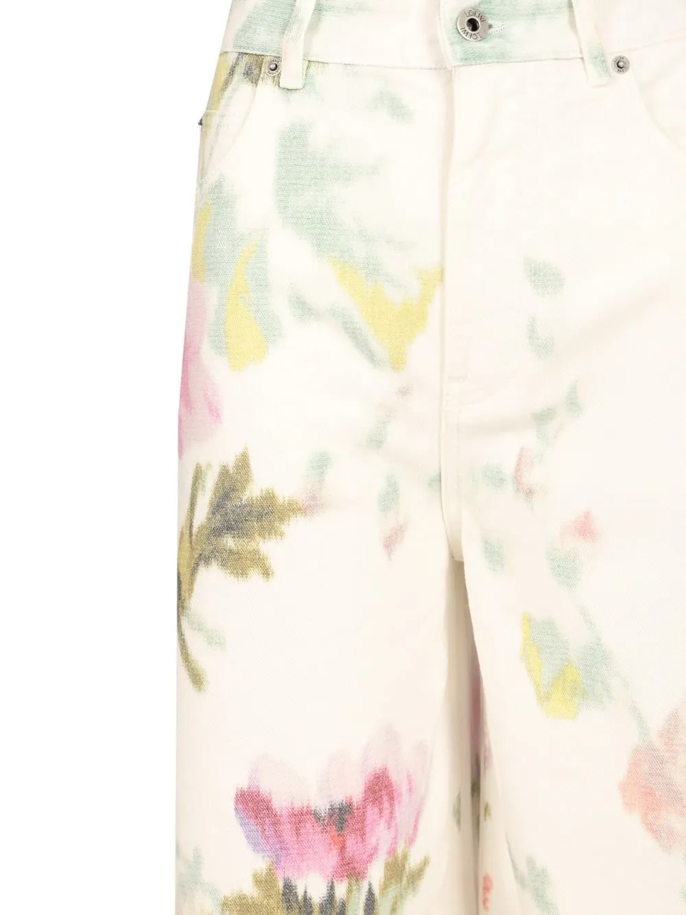 Floral Print Wide-Leg Jeans