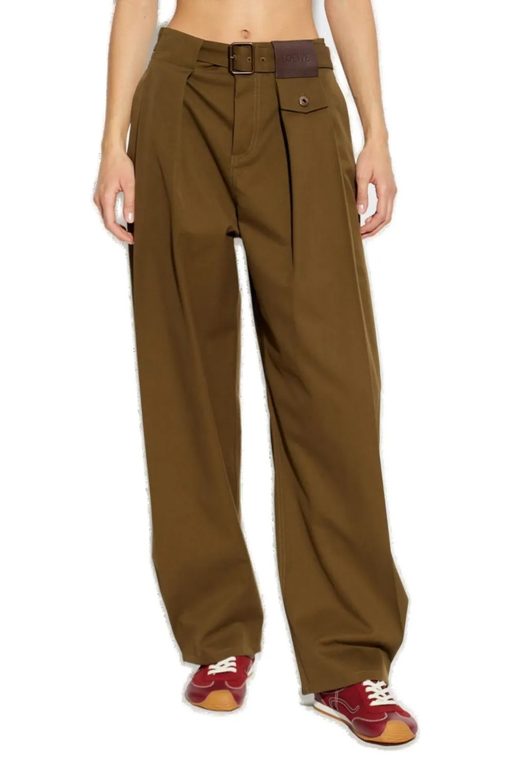 High-Waisted Pleated Wide-Leg Trousers