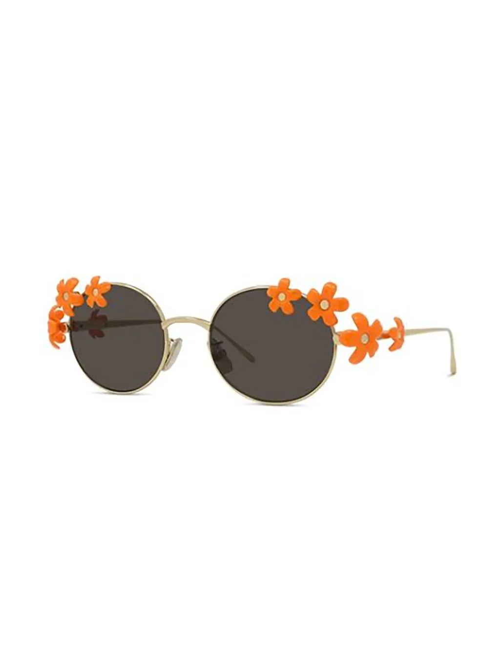 Round Sunglasses With Flower Embellishments