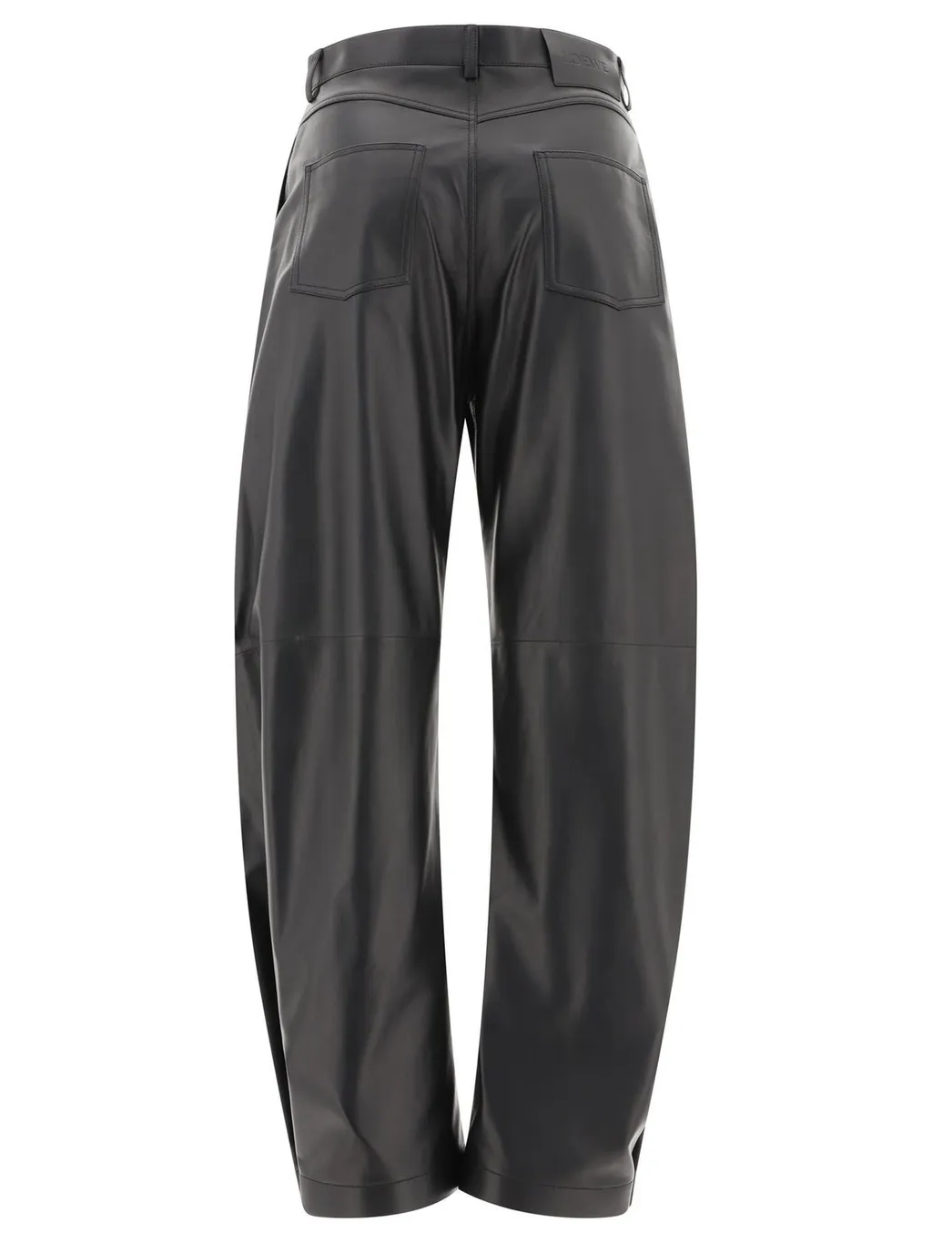 High-Waisted Wide-Leg Leather Trousers