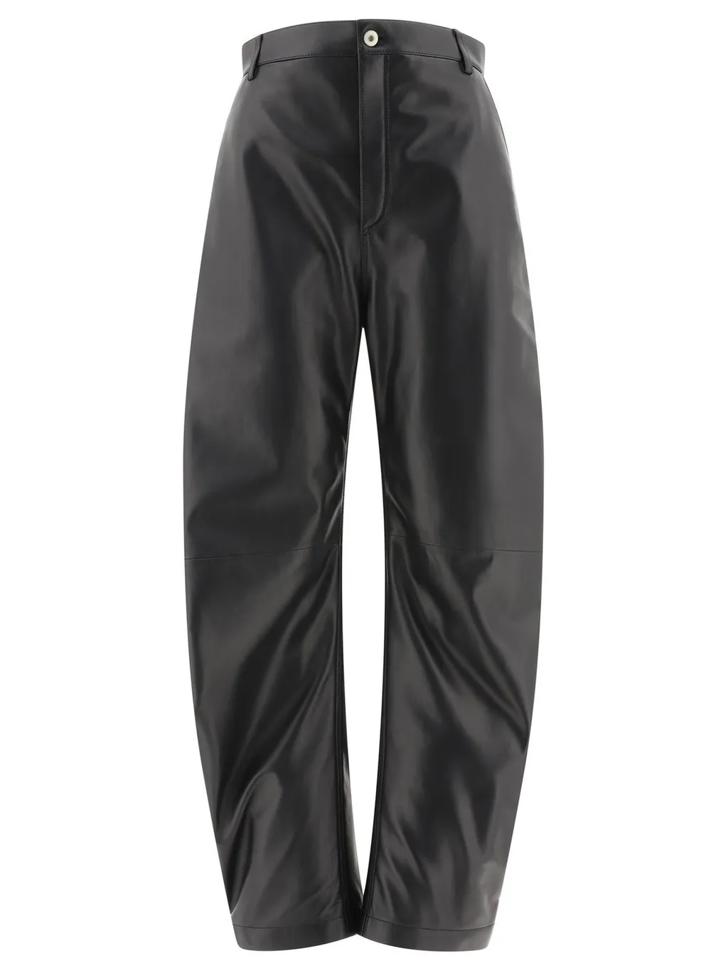 High-Waisted Wide-Leg Leather Trousers