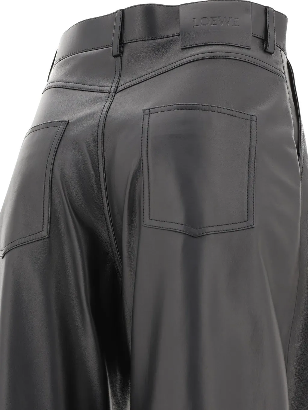 High-Waisted Wide-Leg Leather Trousers