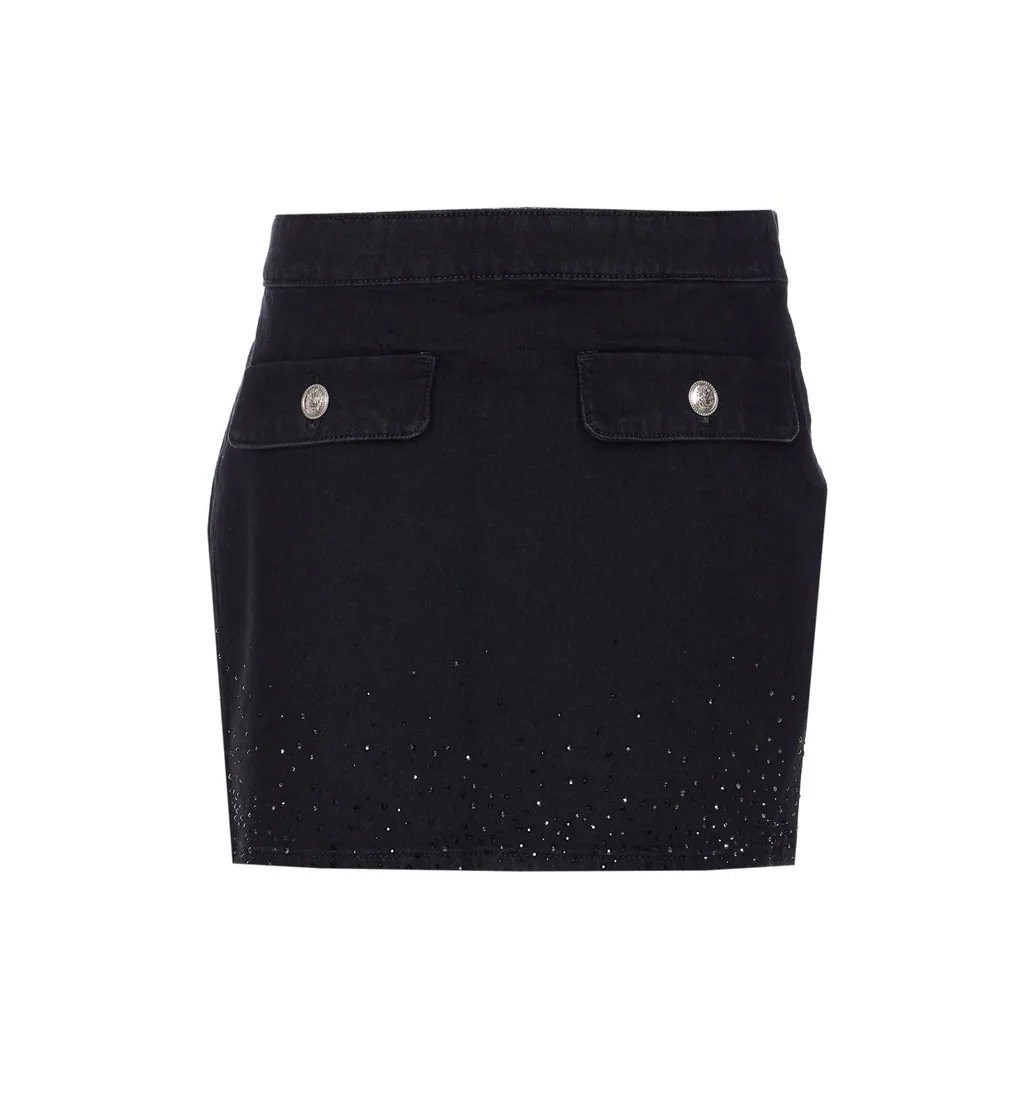Denim Mini Skirt With Rhinestones