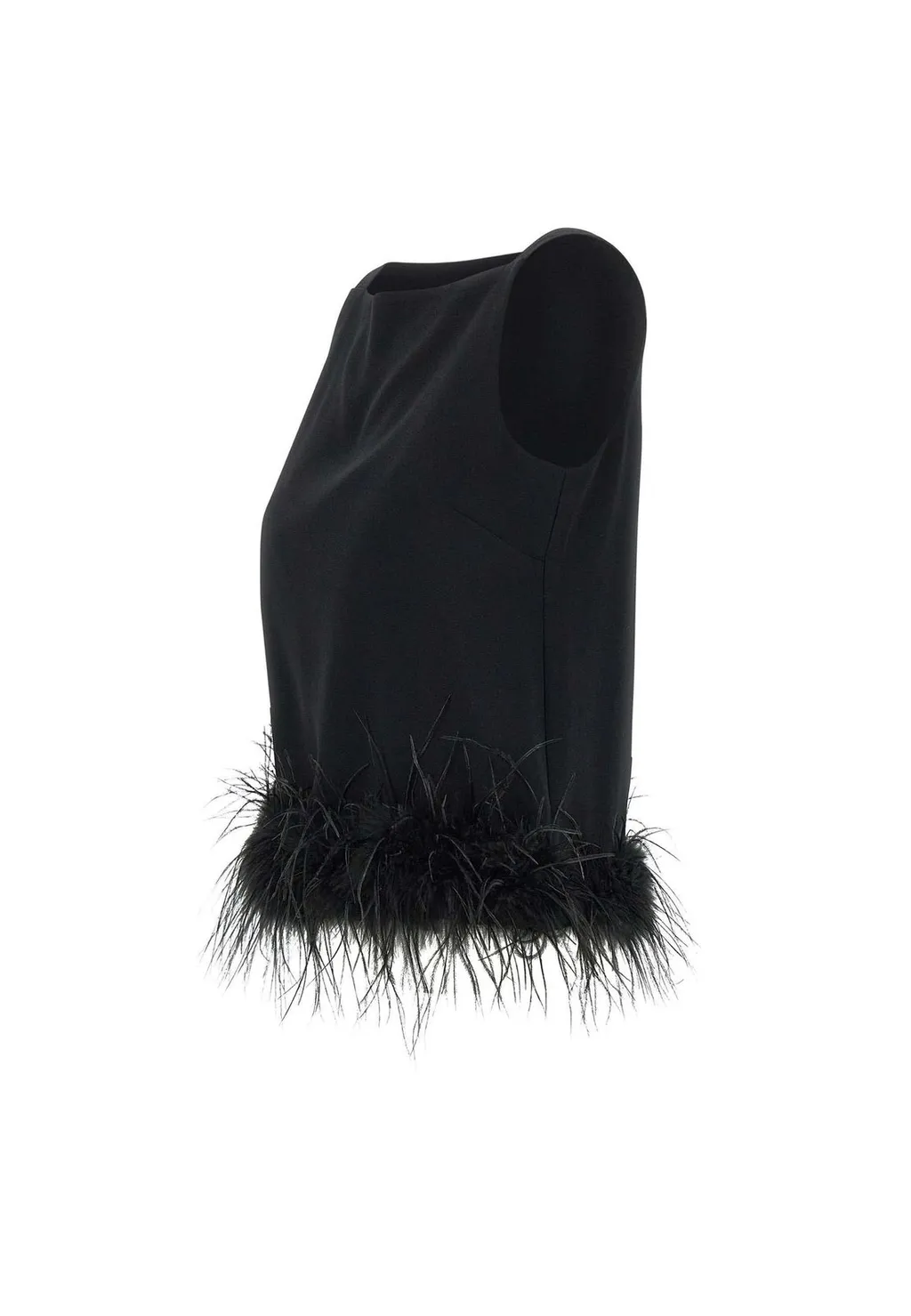 Feather-Trimmed Mini Dress