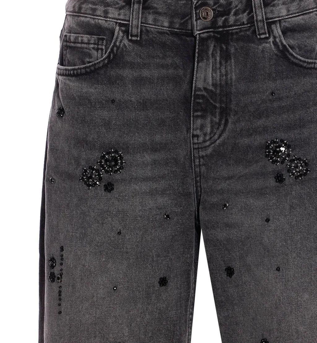 Straight Leg Jeans With Embellishments