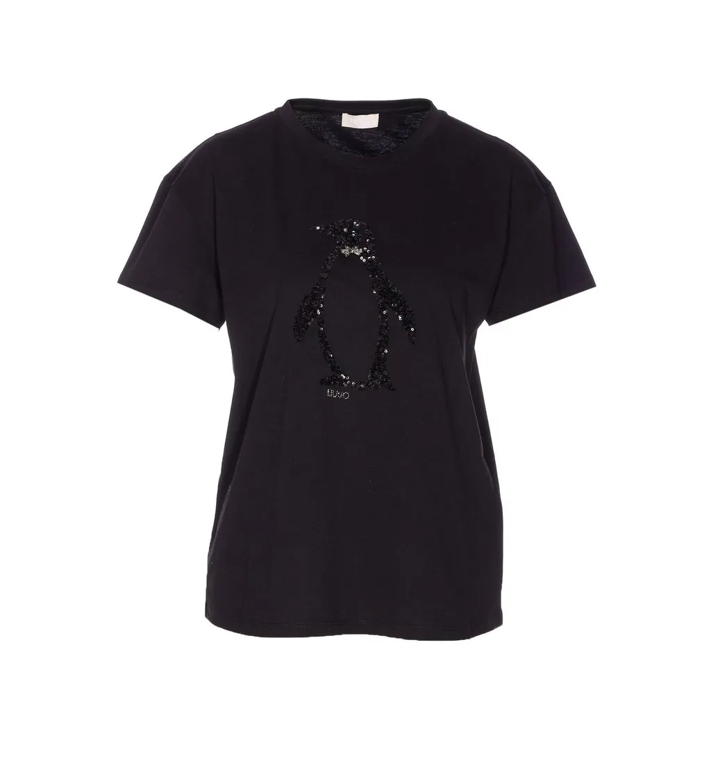 T-Shirt With Sequined Penguin