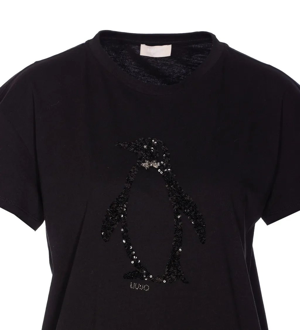 T-Shirt With Sequined Penguin