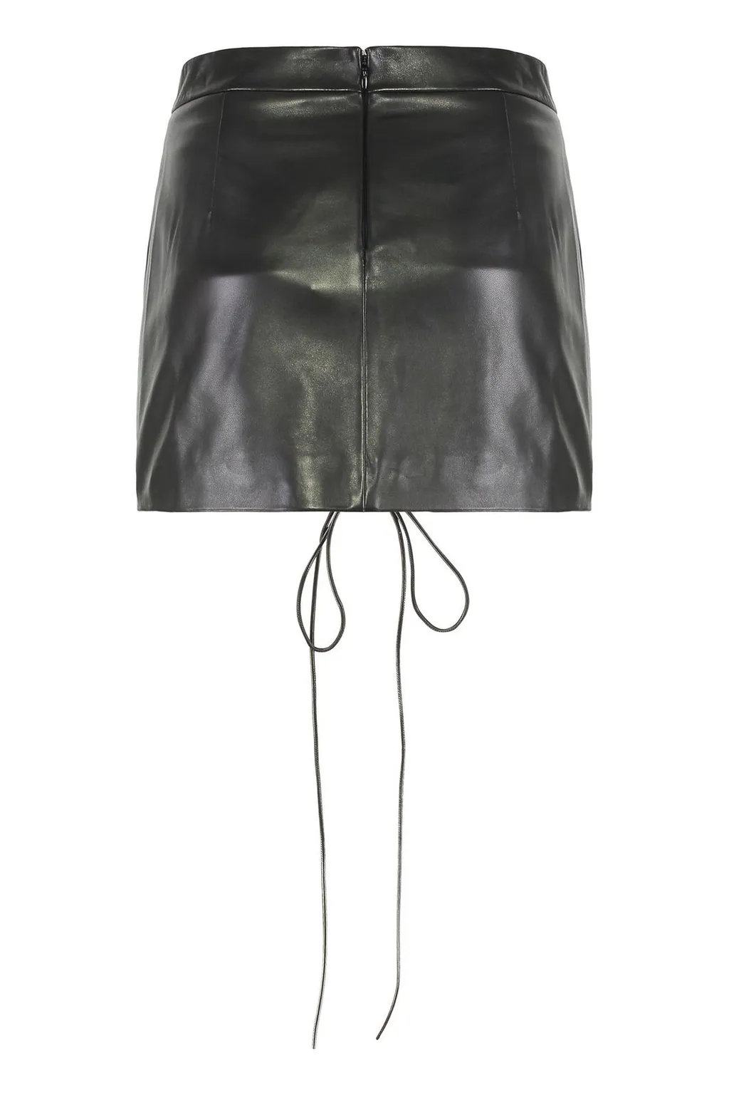 Lace-Up Leather Mini Skirt