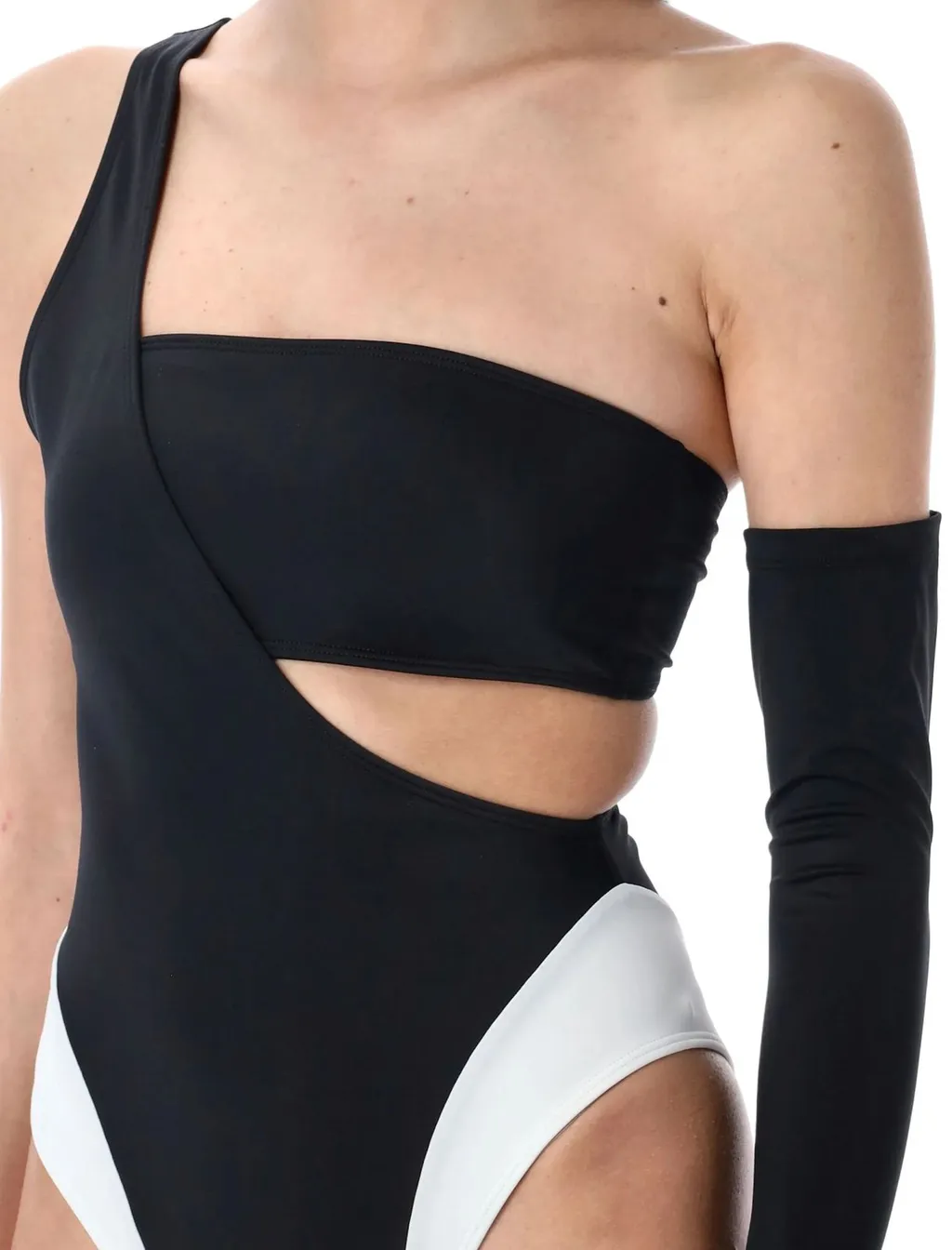 One-Shoulder Swimsuit With Cut-Out And Glove