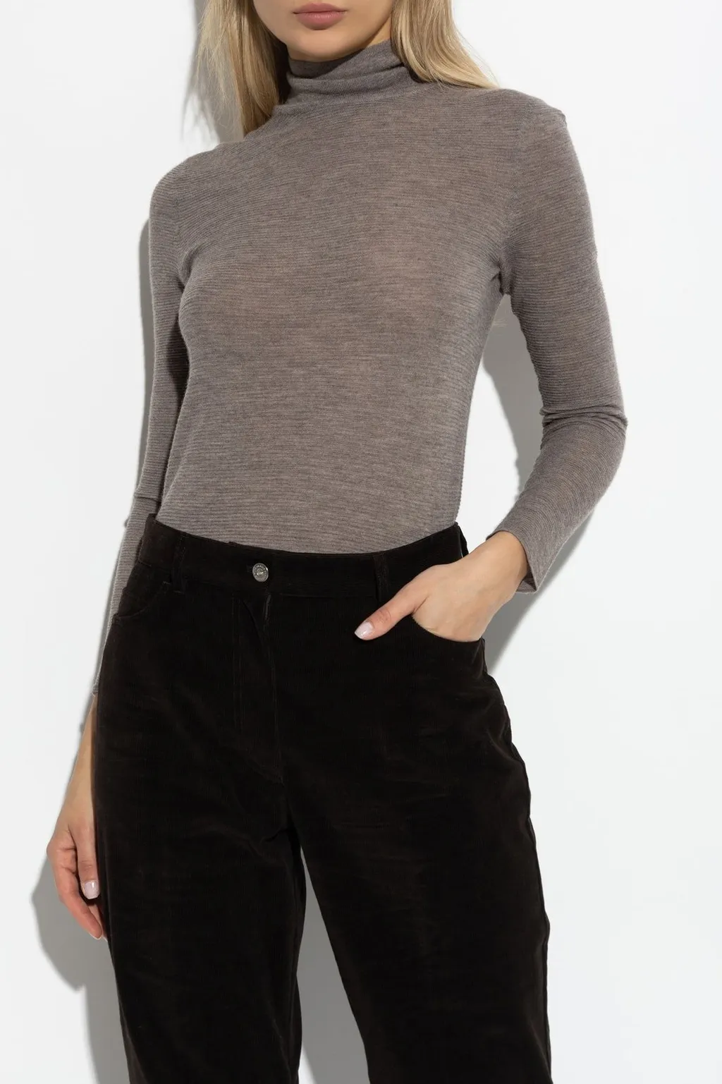 Ribbed Turtleneck Top