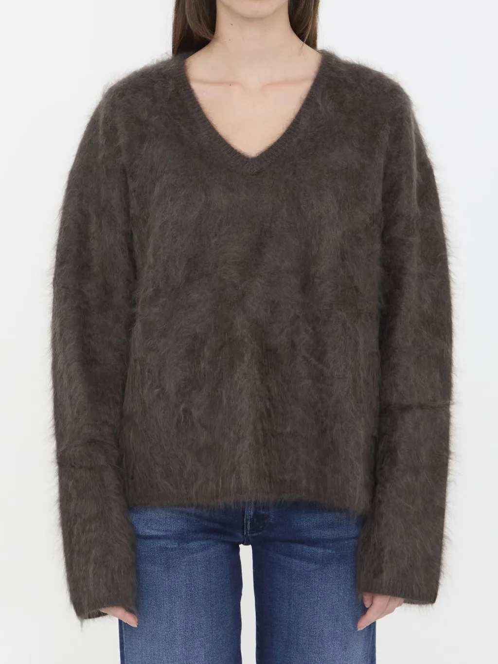 V-Neck Fuzzy Sweater