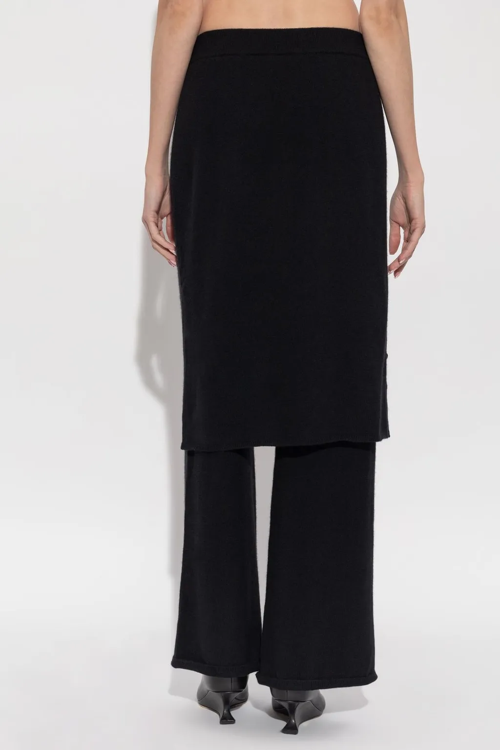 Wide-Leg Trousers With Asymmetric Skirt Overlay