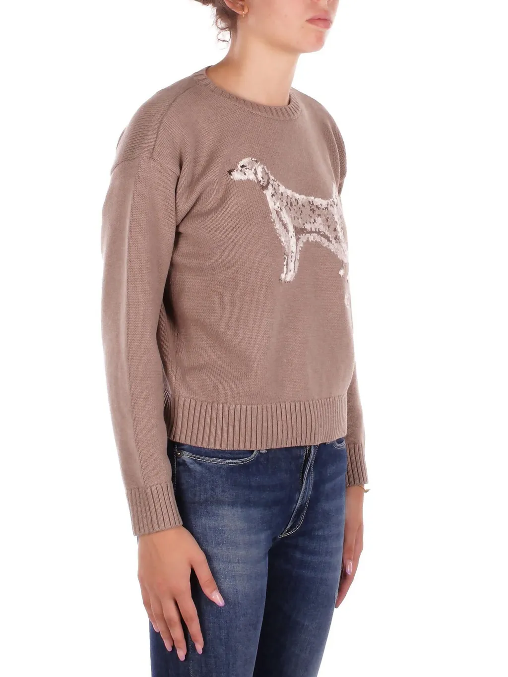 Crewneck Sweater With Dog Intarsia