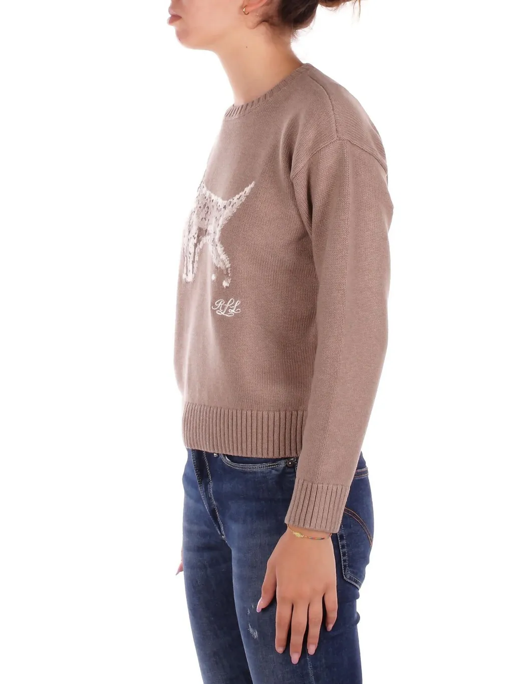 Crewneck Sweater With Dog Intarsia