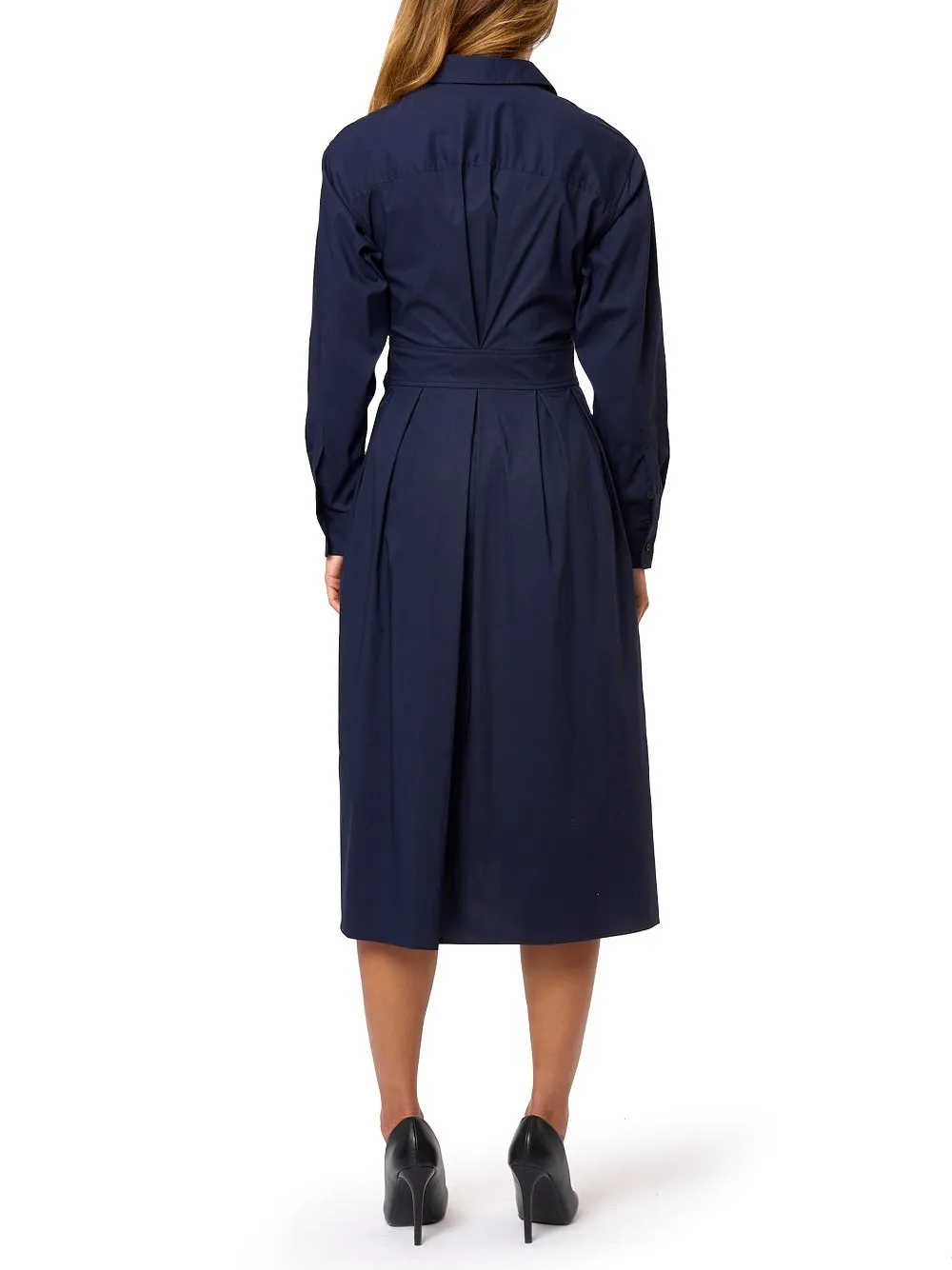 Button-Front Midi Dress With Belt