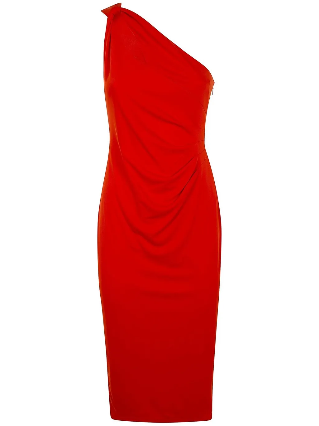 One-Shoulder Ruched Midi Dress