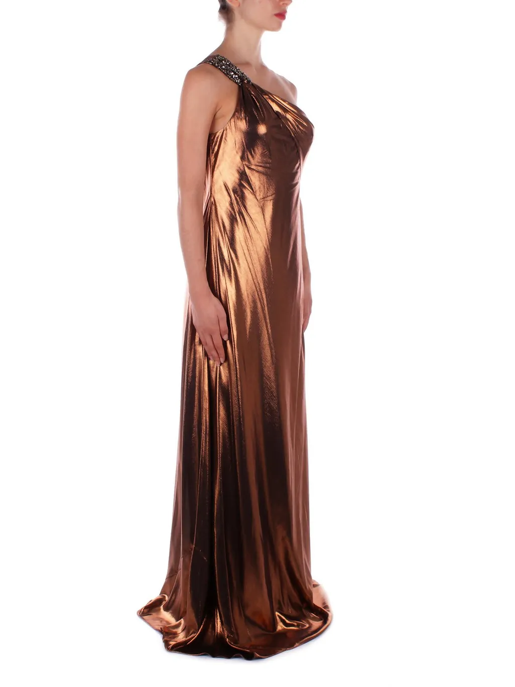 One-Shoulder Metallic Gown