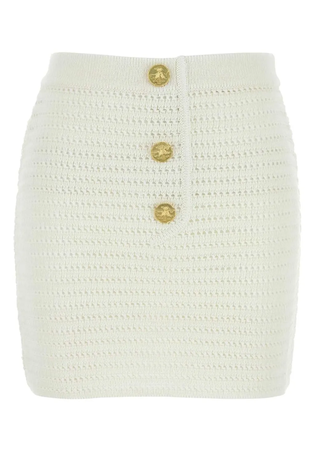 Button-Front Crochet Mini Skirt