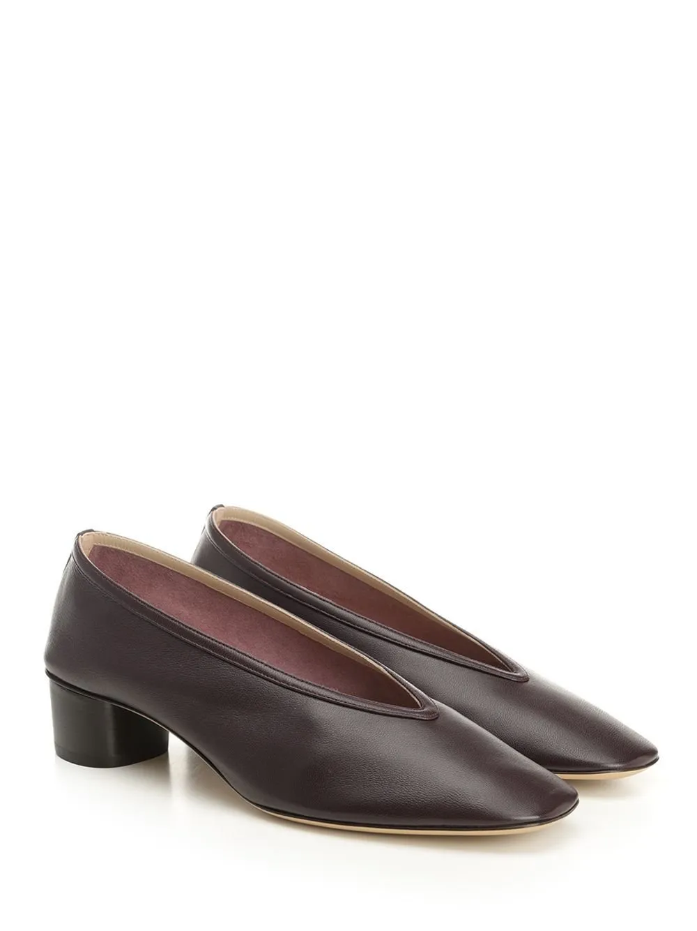 V-Neck Block Heel Pumps