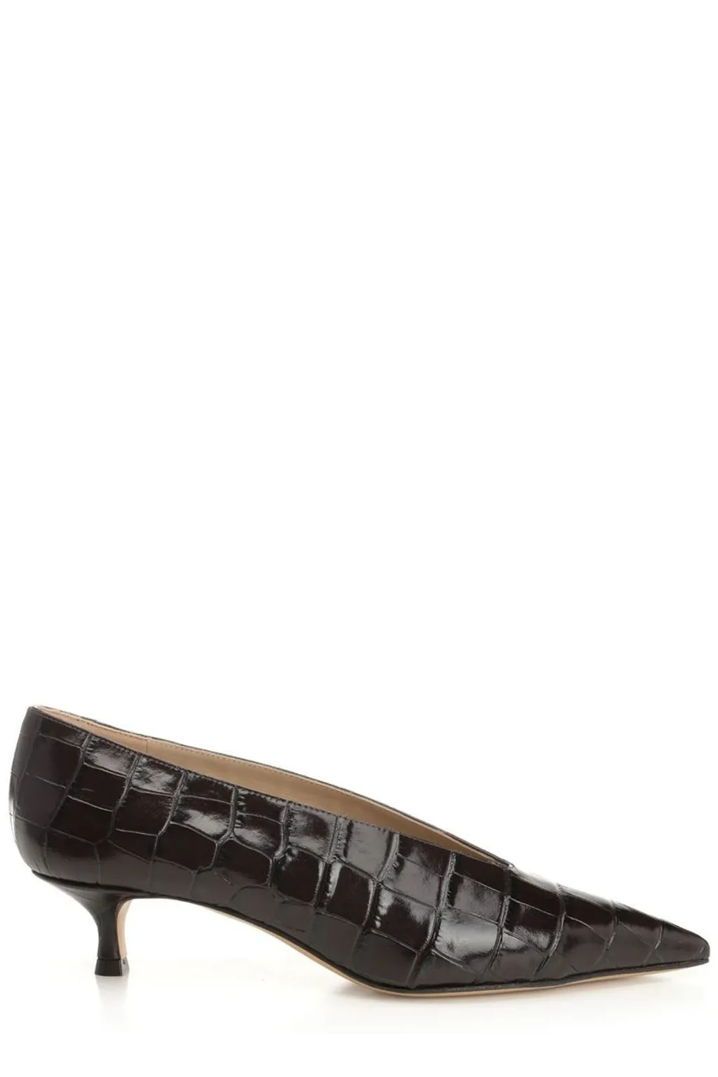 V-Neck Kitten Heel Pumps