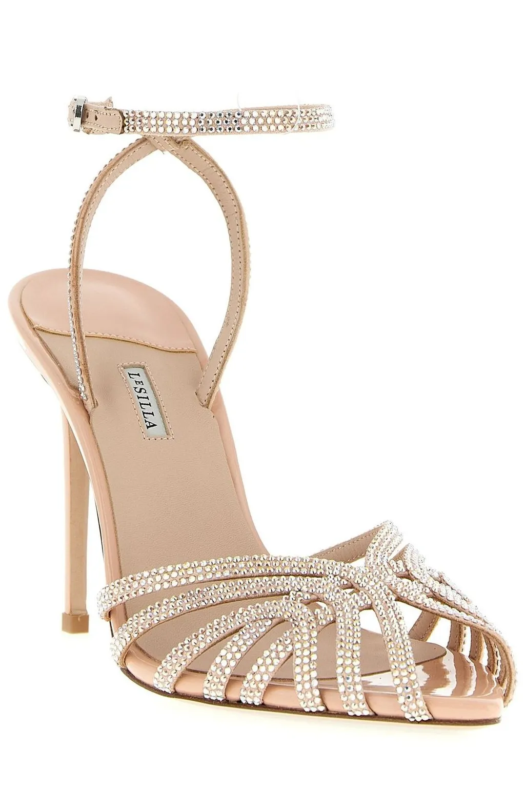 Crystal Embellished Ankle Strap Sandals