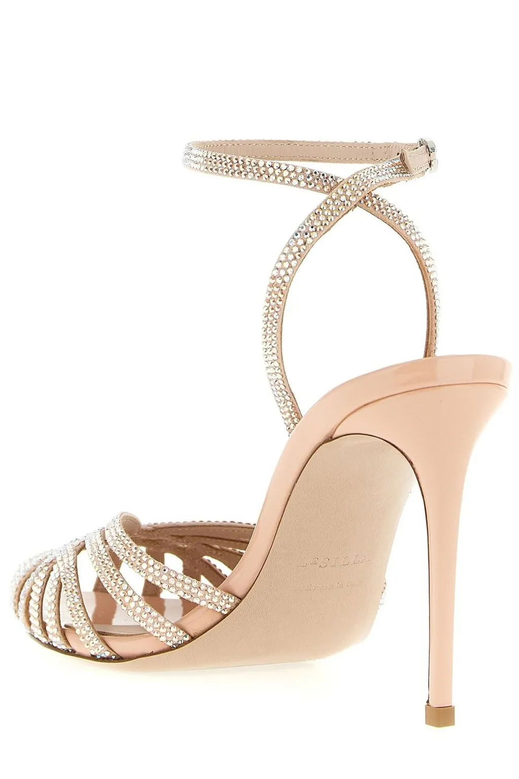 Crystal Embellished Ankle Strap Sandals
