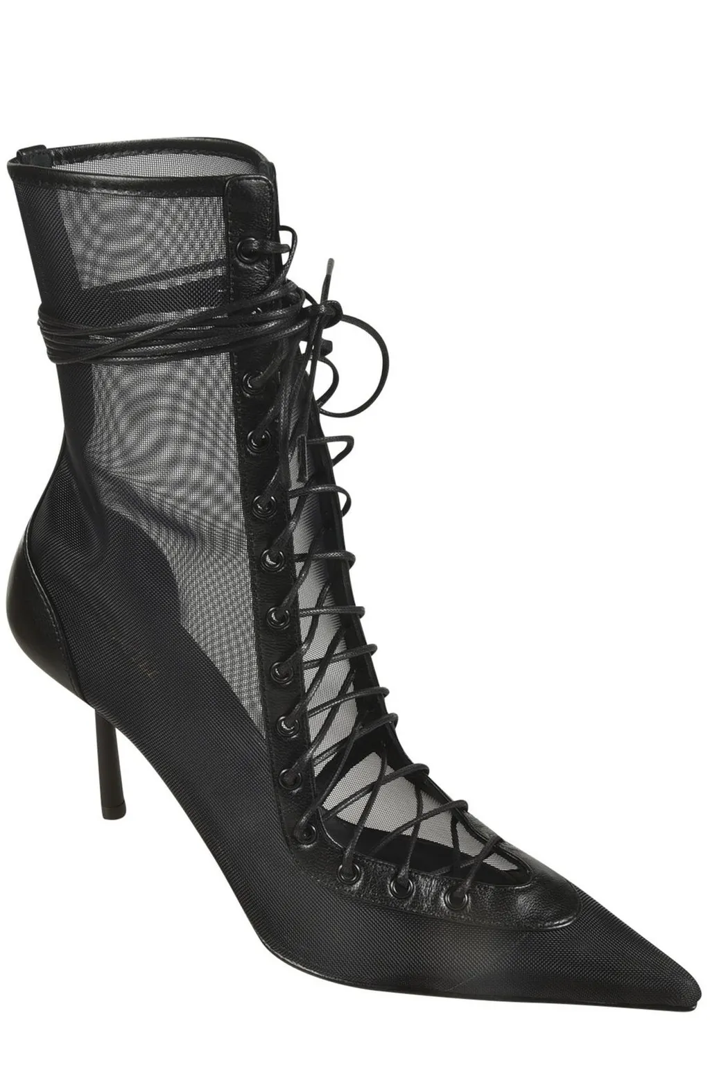 Mesh Lace-Up Ankle Boots