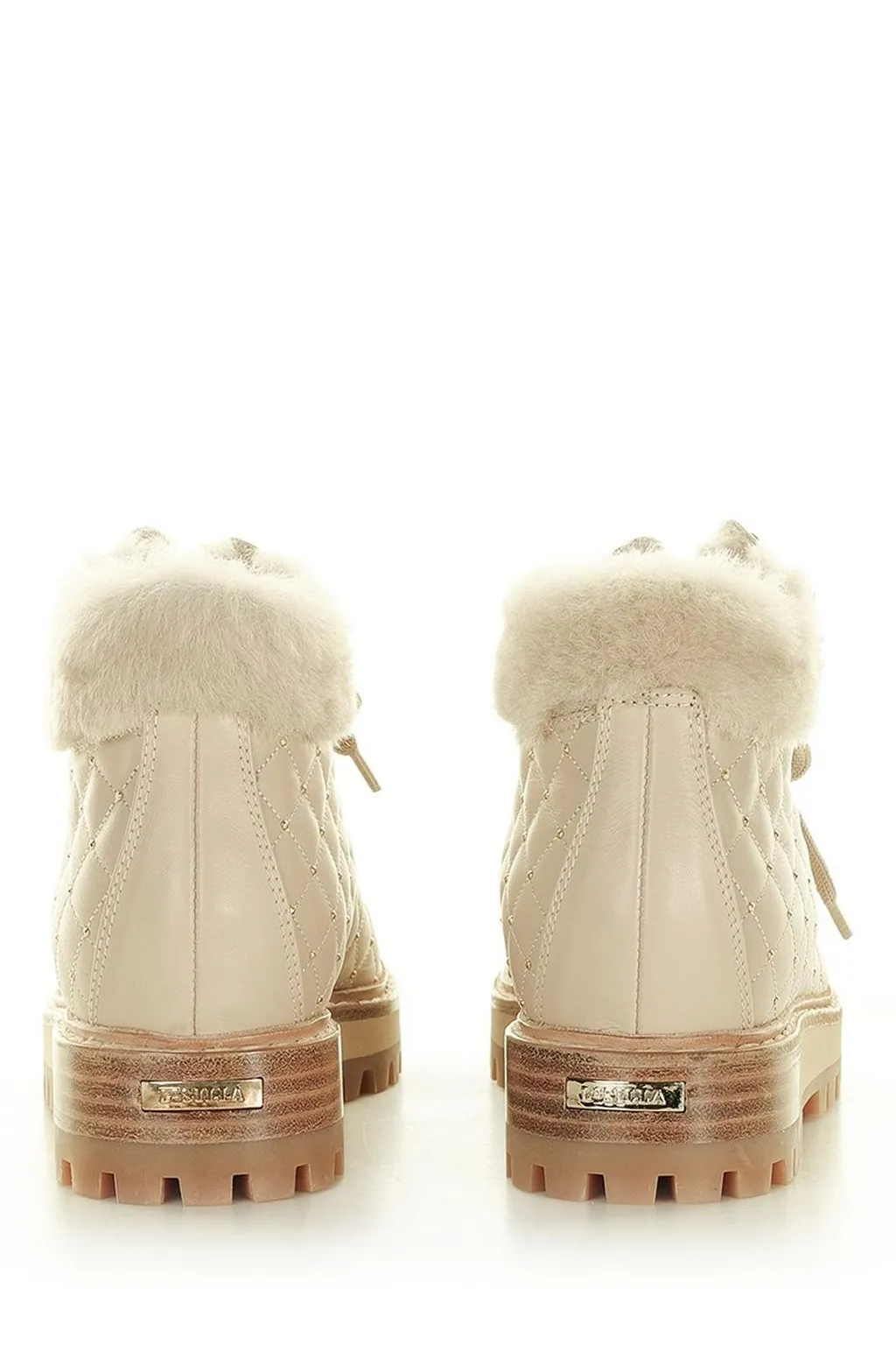 Quilted Ankle Boots With Fur Trim