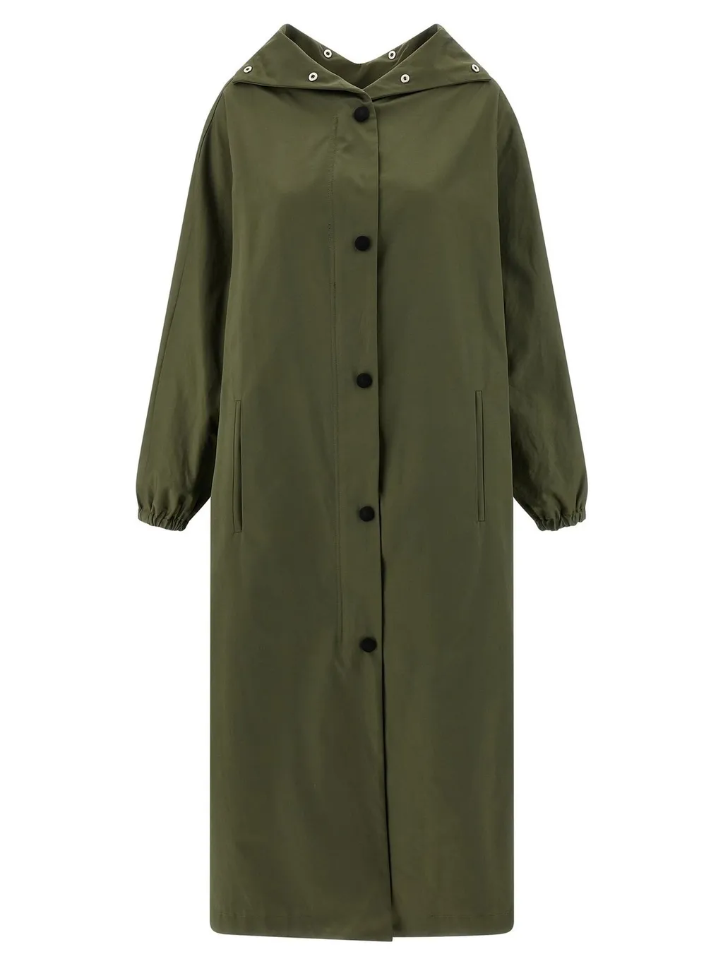 Hooded Trench Coat With Lace Overlay