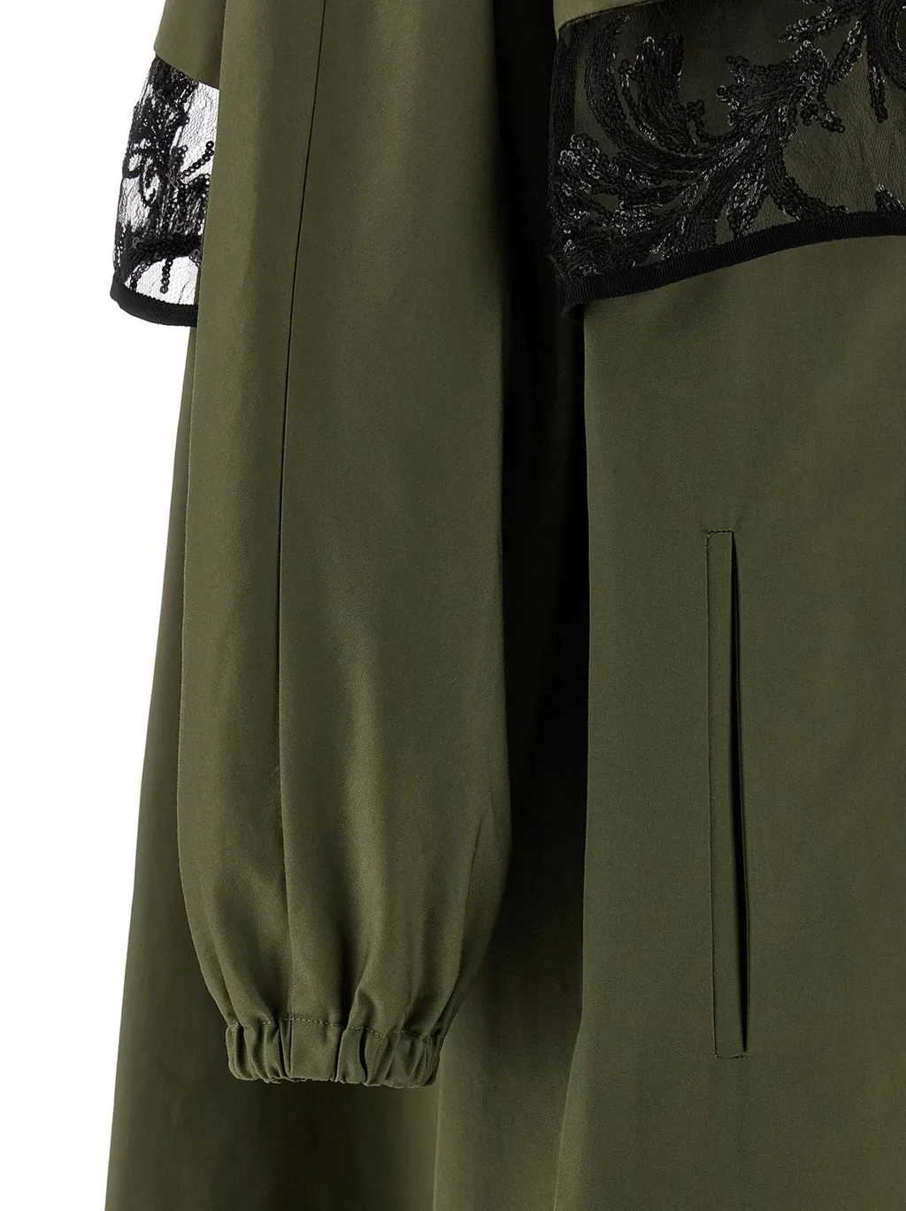 Hooded Trench Coat With Lace Overlay