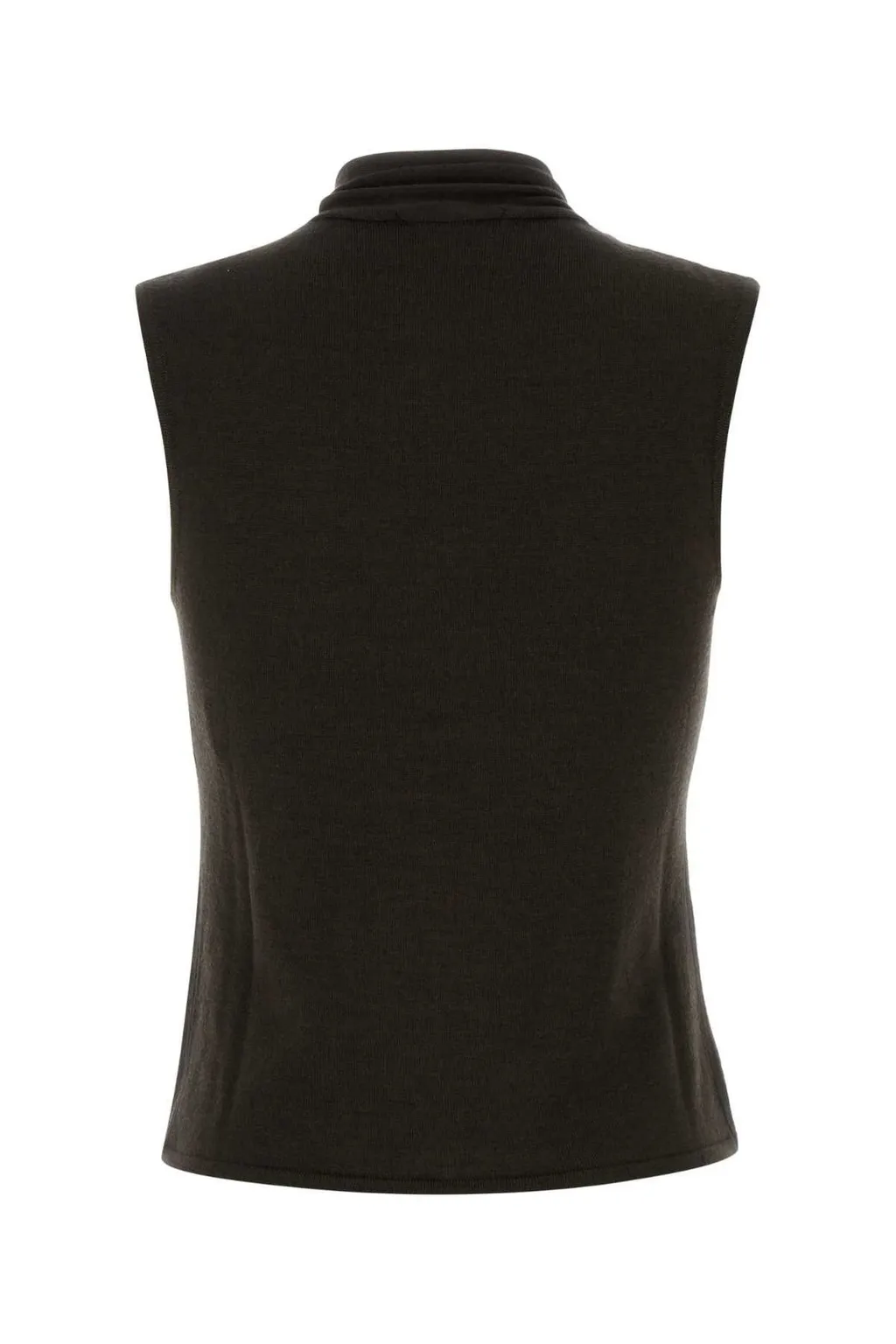Sleeveless Turtleneck Vest With Draped Front