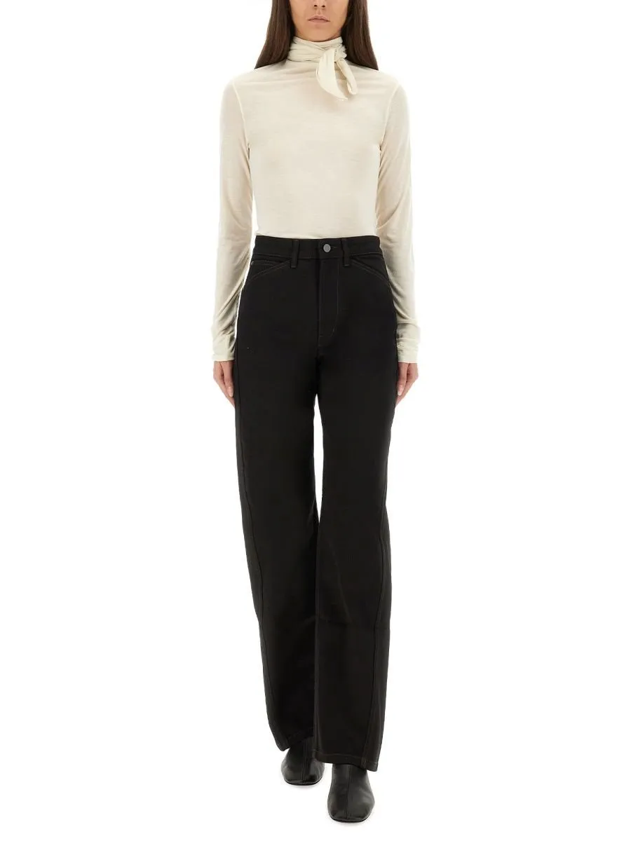 Turtleneck Top With Scarf Detail