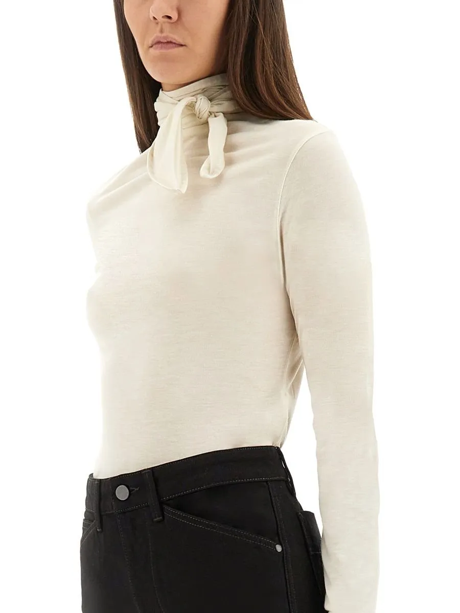 Turtleneck Top With Scarf Detail